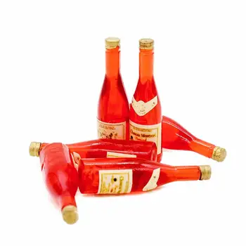Odoria 1:12 Miniatiūriniai 6PCS Raudono Vyno Butelis Gėrimų Lėlių Virtuvės Reikmenys Diningroom Restoranas, Baras Šalis