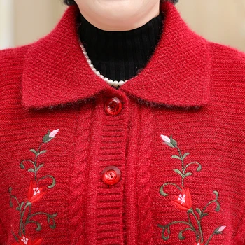 2020 vyresnio amžiaus rudenį, žiemą moterų džemperis cardigan motina pakrautas, megztinis, striukė Moteriška Pridėti kašmyras Tirštėti Mygtuką Megztiniai Megztinis