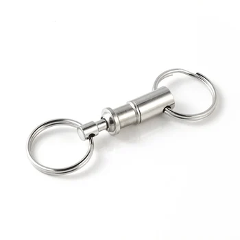 10vnt 8cm Dvigubas Nuimamas Žiedas raktams Snap Lock Turėtojas Plieno, chromuotas Pull-Be paketų prižiūrėtojų raktinę Greito Atleidimo Keychain