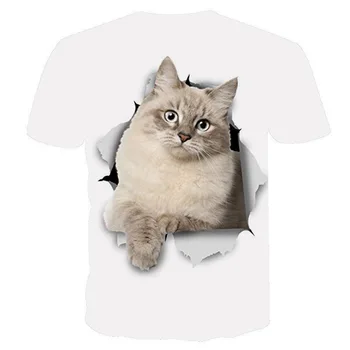 2020 m. Vaikų trumpomis Rankovėmis Drabužius ir Berniukai, Gyvūnų Katė 3D Marškinėliai Skaitmeninis Spausdinimas T-shirt Vaikams Mielas Juokingas Pavasario ir Vasaros Viršūnes
