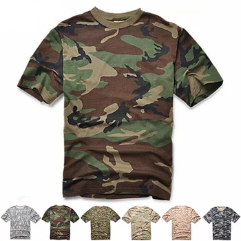 Naujas Taktinis Kamufliažas Drabužių Medžioklės Quick Dry T-shirt Vyrai Kvėpuojantis Armija, O Kaklo Marškinėliai, Rankovės Karinės Kovos Atsitiktinis marškinėliai