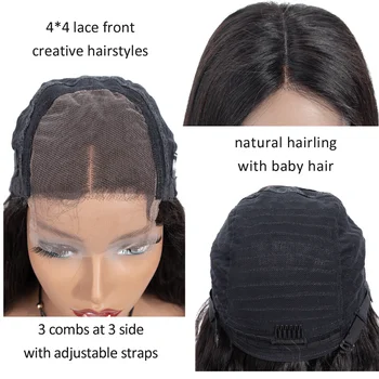 4x4 Tiesiai Nėrinių Uždarymo Perukas Žmogaus Plaukų Perukai Už juodaodžių Moterų Tiesiai Nėrinių Perukai Peru Žmogaus Plaukų Perukas Su Kūdikio Plaukų Glueless