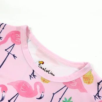 2018 m. Vasaros Kūdikiu Merginos Flamingas 3D Spausdinimo Trumpas Rankovės Nightgowns Vaikų Sleepwear Vaikai Pižamą Kūdikį Mergaičių Drabužiai
