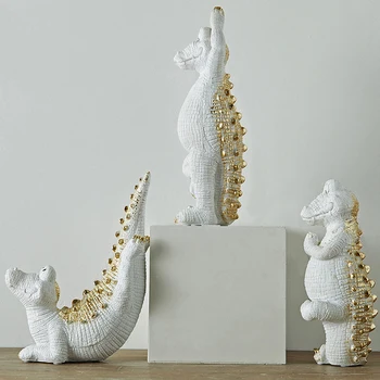 [MGT]Šiaurės šalių šiuolaikinės minimalistinės kūrybos šviesa prabanga jogos krokodilas statula apdaila namo apdaila amatai