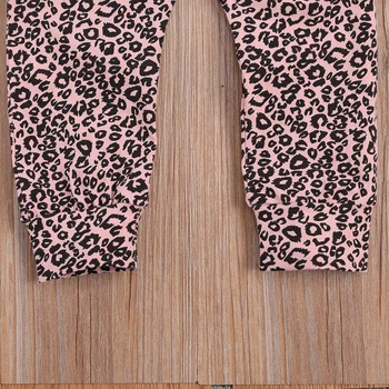 2vnt Rudenį Naujagimiui Bamblys Baby Girl Drabužių Rinkinys ilgomis Rankovėmis Kratinys Romper Viršuje Leopard Pink Ziajać 0-18M