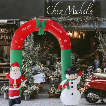 Animacinių filmų Pripučiami Arch Poliesterio Plastikų Santa Claus Sniego Durų Kalėdų Vakarėlį Kieme Kalėdinė Dekoracija Namuose