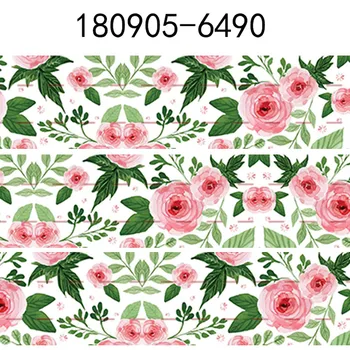 Naujas 50 metrų gražių gėlių, juostelės modelio rožinės spalvos kaspinu spausdinti grosgrain kaspinu 6483-6494