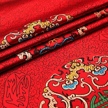 Senovinių kinų drakonas-raštuotas brokatas žakardo audinio medžiagos-satino drabužių audiniai 