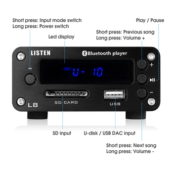 Nobsound HiFi Bluetooth 5.0 Skaitmeninis Stiprintuvas Stereo Imtuvas Darbalaukio Headphone Amp SD / USB Muzikos Grotuvas FM Radijas