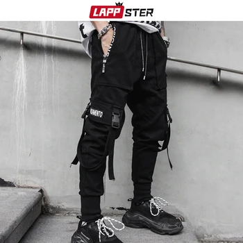 LAPPSTER Juostelės Streetwear Krovinių Kelnės 2020 Vyrų Hip-Hop Poilsiu Kelnes Juodos Prakaito Kelnės, Atsitiktinis Kelnės darbo drabužiai Vyrams Sekti Kelnės