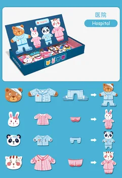 Intelekto Vaikams Žaislas, Medinės 3D Puzzle Dėlionės Tangram Vaikams, Kūdikių Animacinių filmų Gyvūnų Galvosūkiai, Mokymosi Žaislai