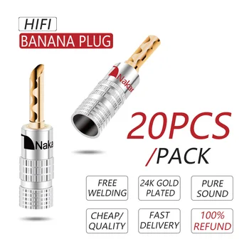 20PCS Nakamichi Banana plug 24K Auksu Vario ĮBP 4mm Banana jungtis Male plug Garsiakalbis