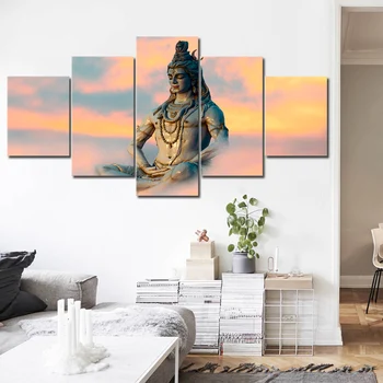 5 skydelis Šyva sienos meno plakatas ir spausdinimo Induistų dievo portretas, drobė, tapyba religijos Induizmo sienų tapyba kambarį apdaila