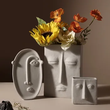 Kūrybinės Keramikos Žmogaus Veido Vazos Abstrakčių Gėlių Kompozicijų Namų Puošybai Papuošalų Spinta Office Ekranas Rekvizitai Apdaila