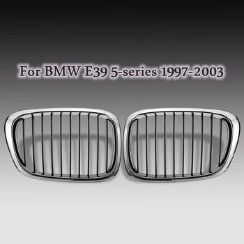 BMW E39 5Series 525i 528i 530i 1995-2004 Pora Blizgesys/Chrome Black Automobilių Priekiniai Inkstų Grotelės Grotelės Lenktynių Groteles