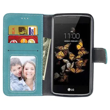 Prabangus Odinis Flip Case for LG K8 K350N / PHOENIX 2 K371 / Escape 3 K373 Mobiliojo ryšio Telefoną, Piniginę Stovėti Padengti Kortelės Turėtojas LG K8