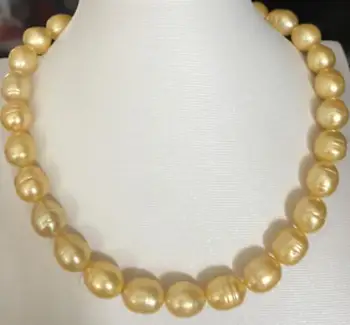 Didžiulis 10-13mm pietų jūros baroko aukso perlų vėrinį 18inch 14k aukso sagtimi