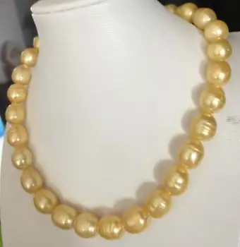 Didžiulis 10-13mm pietų jūros baroko aukso perlų vėrinį 18inch 14k aukso sagtimi