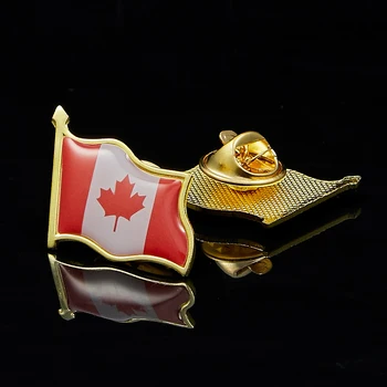 10VNT Kanada Garbanojimo 3D Vėliavos Sagė Aukso Pin Ženklelis Kanados Vėliavos Klevo Lapas