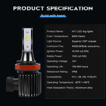 2vnt Didelės Galios LED Lempos 6500K Balta H10 H11 LED Lemputės Pakeitimas Automobilio Rūko Žibintai, Dieniniai Žibintai 12V