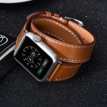 Dirželis Apple watch band 44mm/40mm iWatch 42/38mm Originali Dvigubos Kelionių Odos watchband apyrankę applewatch serie 5 4 3 6 SE