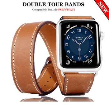 Dirželis Apple watch band 44mm/40mm iWatch 42/38mm Originali Dvigubos Kelionių Odos watchband apyrankę applewatch serie 5 4 3 6 SE