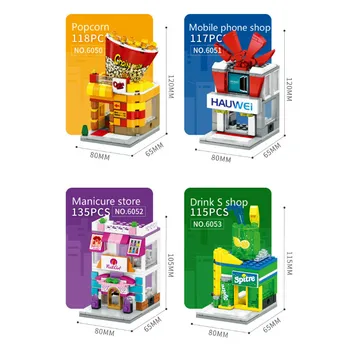 3D Modelį Vieno Mini Miesto Gatvės Serijos Pica, Ledai Žaislų Parduotuvė Parduotuvėje Blokai Vaikams mokomieji Žaislai