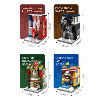 3D Modelį Vieno Mini Miesto Gatvės Serijos Pica, Ledai Žaislų Parduotuvė Parduotuvėje Blokai Vaikams mokomieji Žaislai