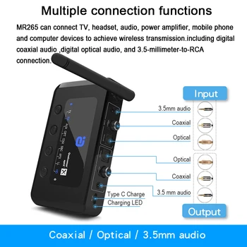 Bluetooth 5.0 Ilgo Nuotolio Aptx HD Low Latency Optinis Coaxial SPDIF RCA Aux 3,5 mm Garso TELEVIZIJOS Siųstuvas, Muzikos Imtuvas, Adapteris,
