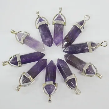 24pcs Gamtos Violetinė crystal ramstis pakabučiai & karoliai padaryti Papuošalų mados sumaišyti žavesio Taško pakabukas Nemokamas pristatymas