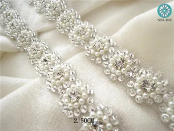 (10 METRŲ) puošnios Nuotakos kalnų krištolas Aplikacijos kristalų apdaila geležies vestuvių suknelė, diržas-aksesuaras WDD0949