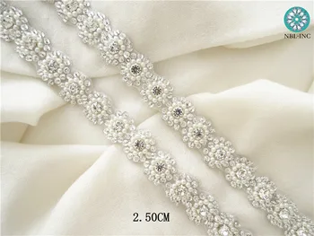 (10 METRŲ) puošnios Nuotakos kalnų krištolas Aplikacijos kristalų apdaila geležies vestuvių suknelė, diržas-aksesuaras WDD0949