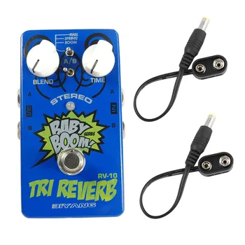 Biyang RV-10 Gitaros Efektų Pedalas 3 Režimas Tri Reverb Reverb Stereo Tiesa Apeiti Priedai su 2vnt Baterija Įrašo, Keitiklio Kabelį