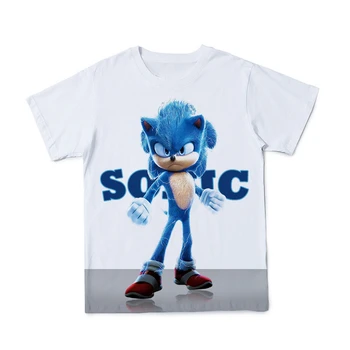 Nauja Vasaros 3D Sonic Vyrų Drabužiai Spausdinti marškinėliai Juokingas Animacinių filmų Gatvės Stiliaus Marškinėliai Mados Animacinių filmų Sonic trumpomis Rankovėmis