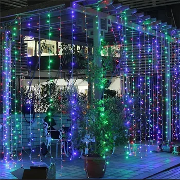 3Mx3M 300 6Mx3M 600 LED Namo Lauko Atostogų Kalėdų Dekoratyvinis Vestuvės, kalėdos String Pasakų Užuolaidų Juostelės Girliandos Šalies Žibintai