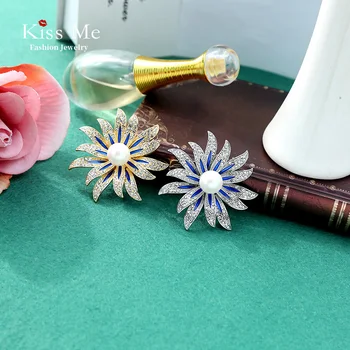 Kissme Bohemijos Stiliaus Moterims Gėlių Segė Subtilus Spalvotų Stiklo Kristalų Akrilo Pearl Kailis Megztinis Smeigtukai 2021 bižuterijos