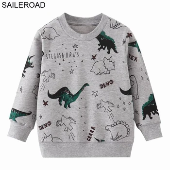 SAILEROAD Rudenį Vaikai Palaidinės Dinozaurų Bamblys Vaikas Baby Girl Berniuko Drabužius ilgomis Rankovėmis Animacinių filmų Atspausdintas T-shirt Viršūnės
