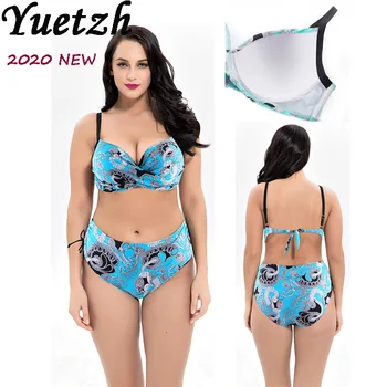 2020 Naujas moterų bikini plius dydis bikini rinkiniai aukšto juosmens maudymosi kostiumėliai maudymosi kostiumėlį stambiomis dydžio plaukimo plaukti dėvėti paplūdimio maudymosi kostiumas