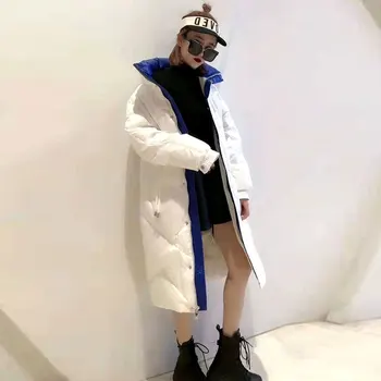 Žiemos Baltųjų Ančių Pūkų Paltai Parko Moterų Storio Rudens Striukė 2020 Vidutinio ilgio Paltas Moteriška Stovėti apykaklės Prarasti Outwear