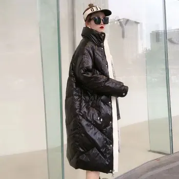 Žiemos Baltųjų Ančių Pūkų Paltai Parko Moterų Storio Rudens Striukė 2020 Vidutinio ilgio Paltas Moteriška Stovėti apykaklės Prarasti Outwear