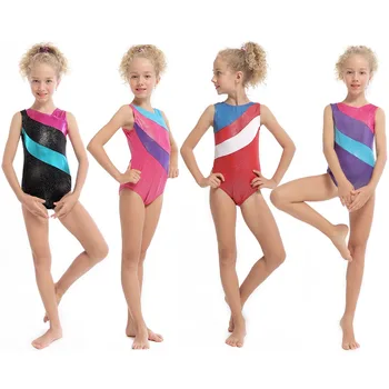 2-13Y Bamblys Mergaitės Gimnastika Dancewear Kostiumo Rankovių Gilding Šokių Leotard Profesinė Praktika
