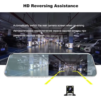 5.18 colių Automobilių DVR galinio vaizdo Veidrodis Dvigubo Objektyvo Touch Ekranas FHD Automobilio Kamera Vaizdo įrašymas Su Galinio vaizdo Dashcam Auto Registrator