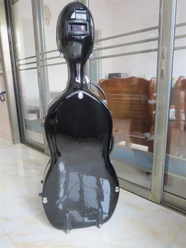Labai 4/4 juoda stiklo violončelė hard case w/wheells