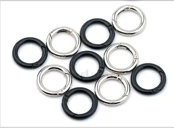20 vnt. /daug ŽIEDAS-003 19mm 0.75 lengvojo lydinio atidaryti žiedai pavasario sagtis paketų prižiūrėtojų raktinę lauko laipiojimui, žiedai, raktų pakabukas sidabro, matinės juodos