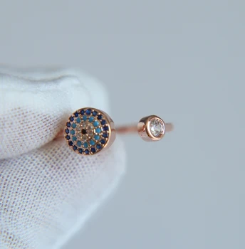 Aukščiausios Kokybės, Prabangos rose aukso spalvos mikro nutiesti blogio akių CZ atidaryti reguliuoti dydžio mados turkijos papuošalų moterims žiedas
