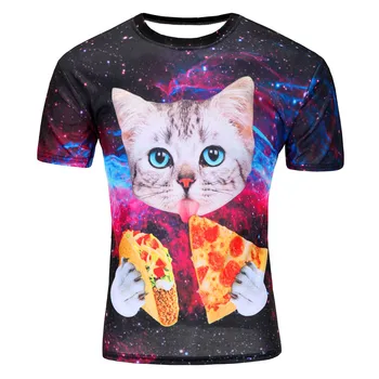 2017 Nauji vyriški O-Kaklo 3D Atspausdintas Thunder katė T-Shirt bebaimis katinas žaidžia su žaibo t shirts harajuku tee marškinėliai homme