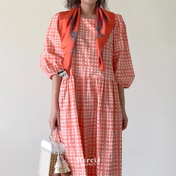 2020 Nauja Siunta Prašmatnus Ins Korėjos Stiliaus Mados Pledas Prarasti Atsitiktinis Sluoksniuotos Rankovėmis Komfortą Suknelė Šviesos Karštą Vasaros Suknelė