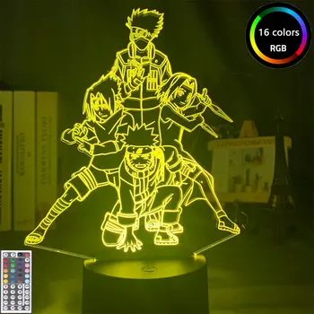 Anime Naruto Komanda 7 Uchiha Sasuke Naruto Uzumaki LED Nakties Šviesos Vaikai Šviesos, Miegamojo LED 3D Šviesos Vaikai Lentelė Naktį Lempa