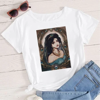 Moterų Mielas Juokingas Harajuku Marškinėliai Paauglių Mergaičių Princesė Jasmine Grafinis Tee Moterims ,Lašas Laivas