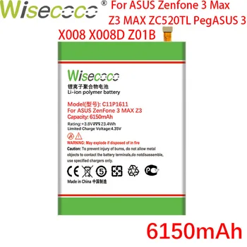 WISECOCO 6150mAh C11P1611 Baterija ASUS Zenfone 3 Max Z3 MAX ZC520TL PegASUS 3 X008 X008D Z01B Smart Phone+Sekimo Numerį